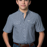 Kid's Colton in Blue Short Sleeve Snap