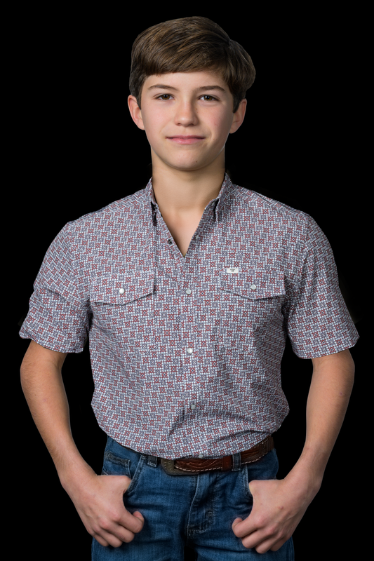 Kid's Colton in Red Short Sleeve Pearl Snap