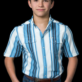 Kid's Harrison in Blue Short Sleeve Snap