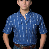 Kid's Maverick in Blue Short Sleeve Snap