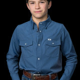CORE - Kid's Blue Long Sleeve Snap Shirt