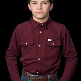 CORE - Kid's Maroon Long Sleeve Snap Shirt