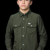 CORE - Kid's Olive Green Long Sleeve Snap Shirt