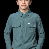 CORE - Kid's Aqua Long Sleeve Snap Shirt