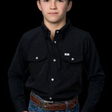 CORE - Kid's Black Long Sleeve Snap Shirt