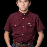 CORE - Kid's Maroon Short Sleeve Snap Shirt