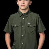 CORE - Kid's Olive Green Short Sleeve Snap Shirt