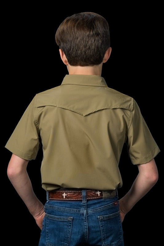 CORE - Kid's Khaki Short Sleeve Pearl Snap Shirt