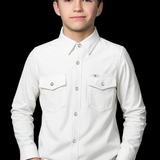 CORE - Kid's White Long Sleeve Snap Shirt